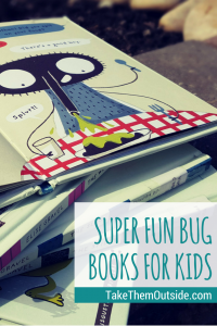Children's picture insect book. Text reads super fun bug books for kids