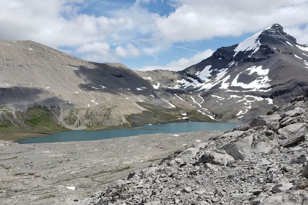 a glacier fed lake in the high alpine