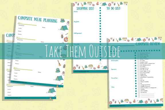 Images of meal planning printalbes, grocery list,campsite review printables