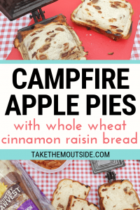 images of making toasted apple pies while camping