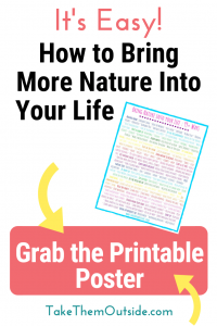 An image of a rainbow text poster of how to bring more nature into our life