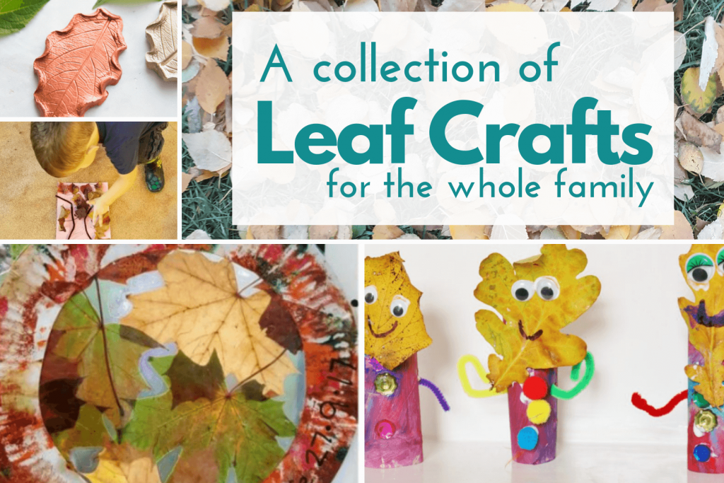 a collage of leaf art project ideas