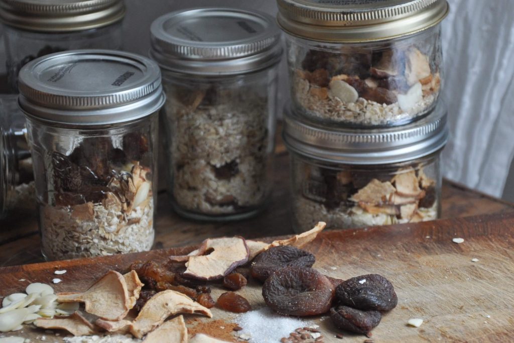 homemade mason jars full of camping oatmeals