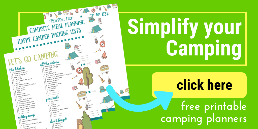 image of printable camping checklist and planner pages