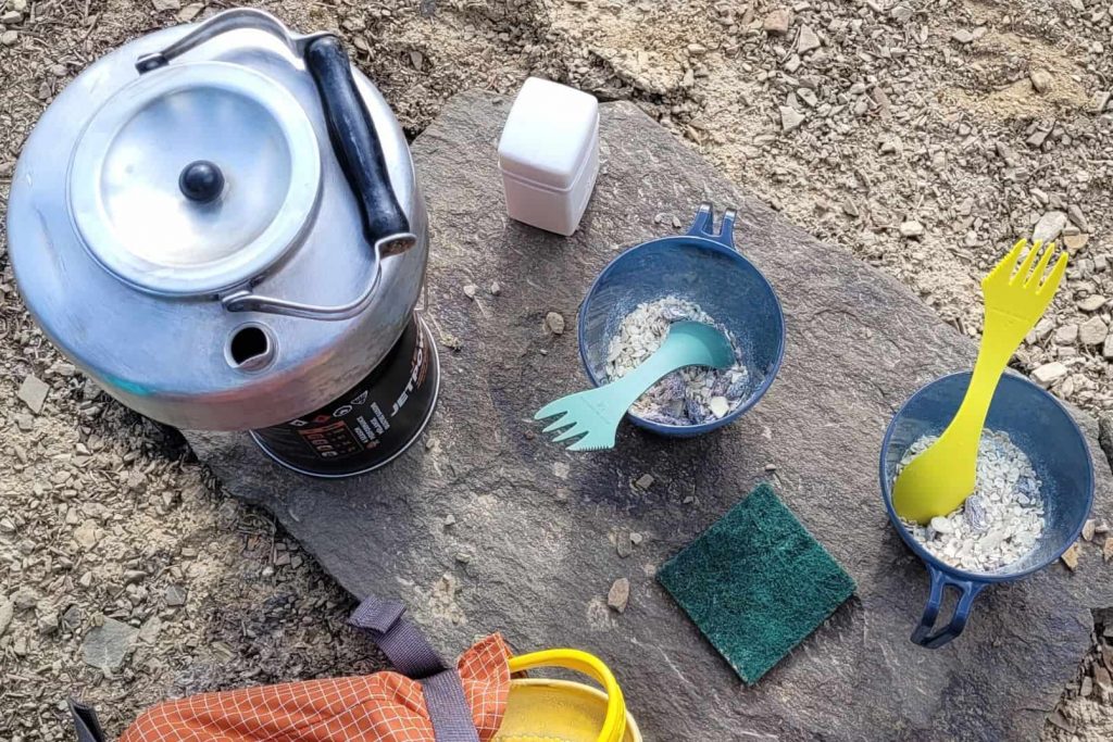 cooking instant oatmeal while backpacking with a portable camp stove