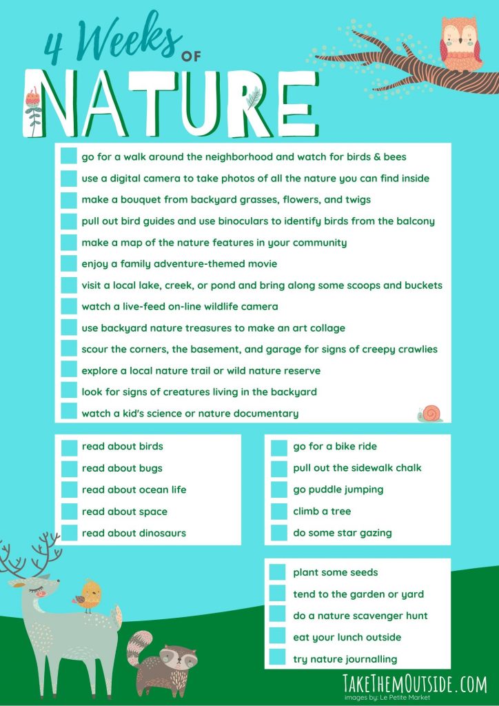printable nature activity idea list