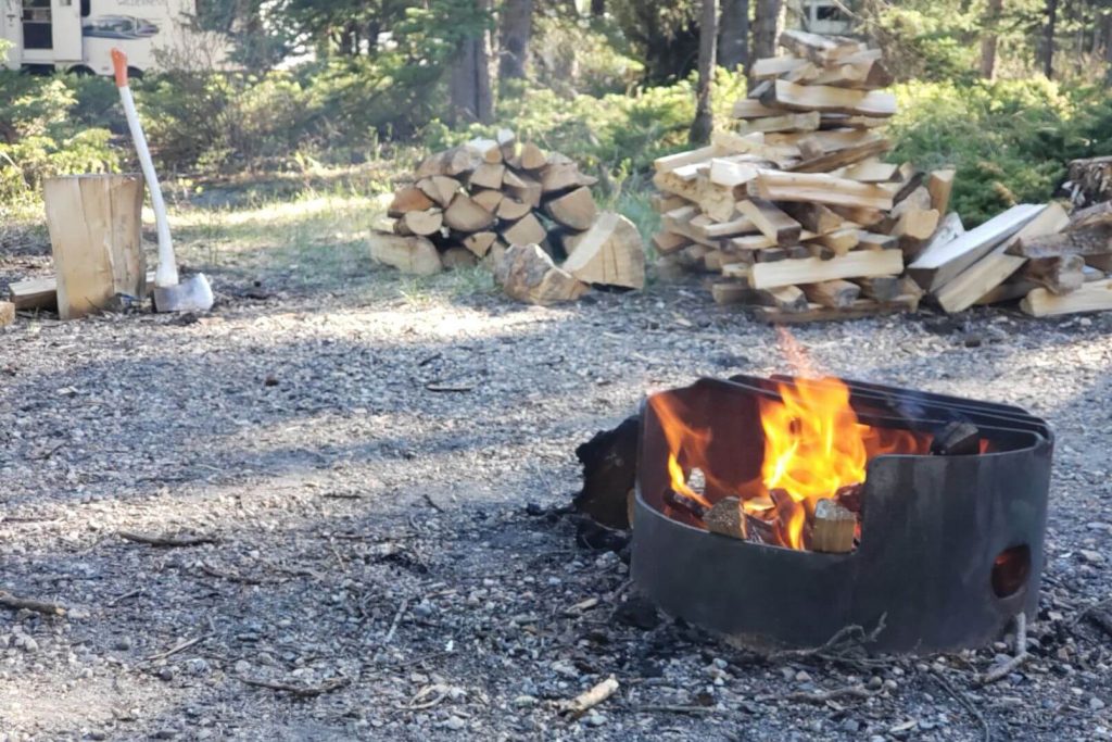 campfire at a campground