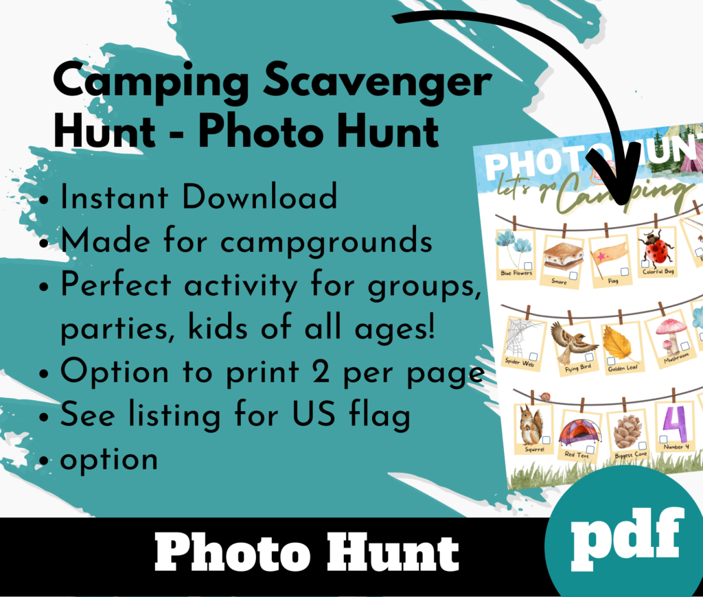 image of printable camping scavenger hunt